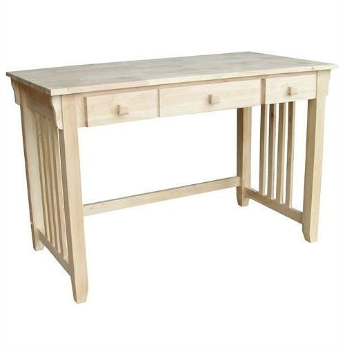 Unfinished Wood Computer Desk with Pull-Out Keyboard Tray and Drawer-1