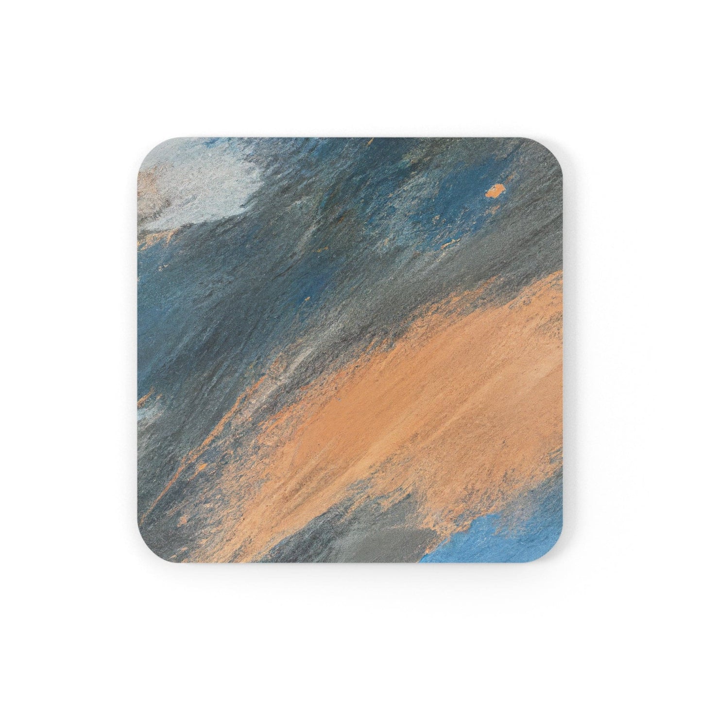Coaster Set of 4 for Drinks Blue Orange Abstract Pattern