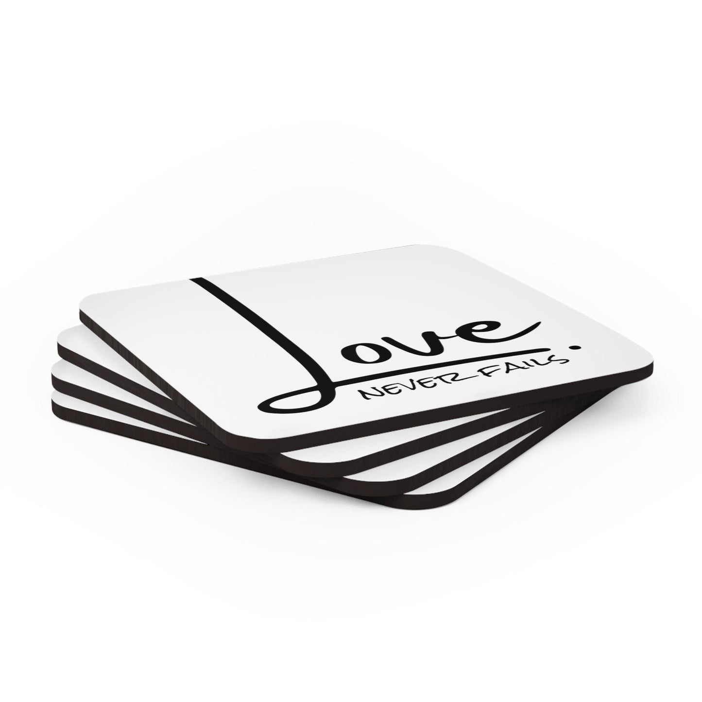 Coaster Set of 4 for Drinks Love Never Fails
