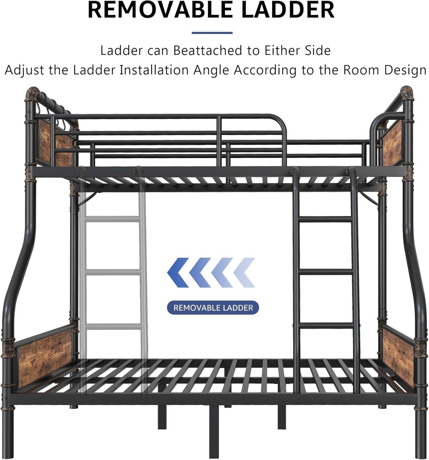 Twin Over Full Bunk Bed Vintage Brown For Kids Teens