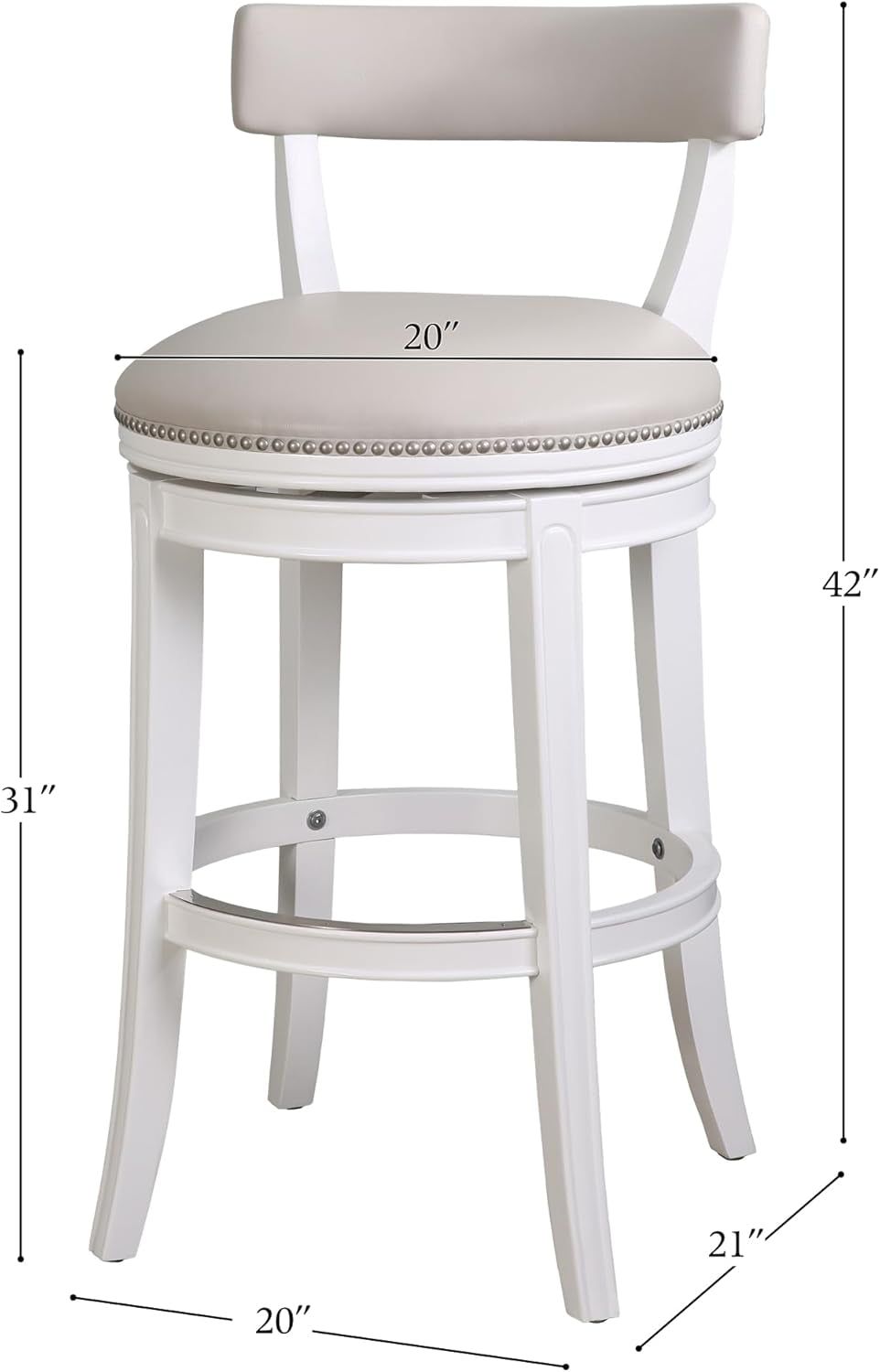 Stylish 31 Inch Bar Stool with Swivel Gray Seat