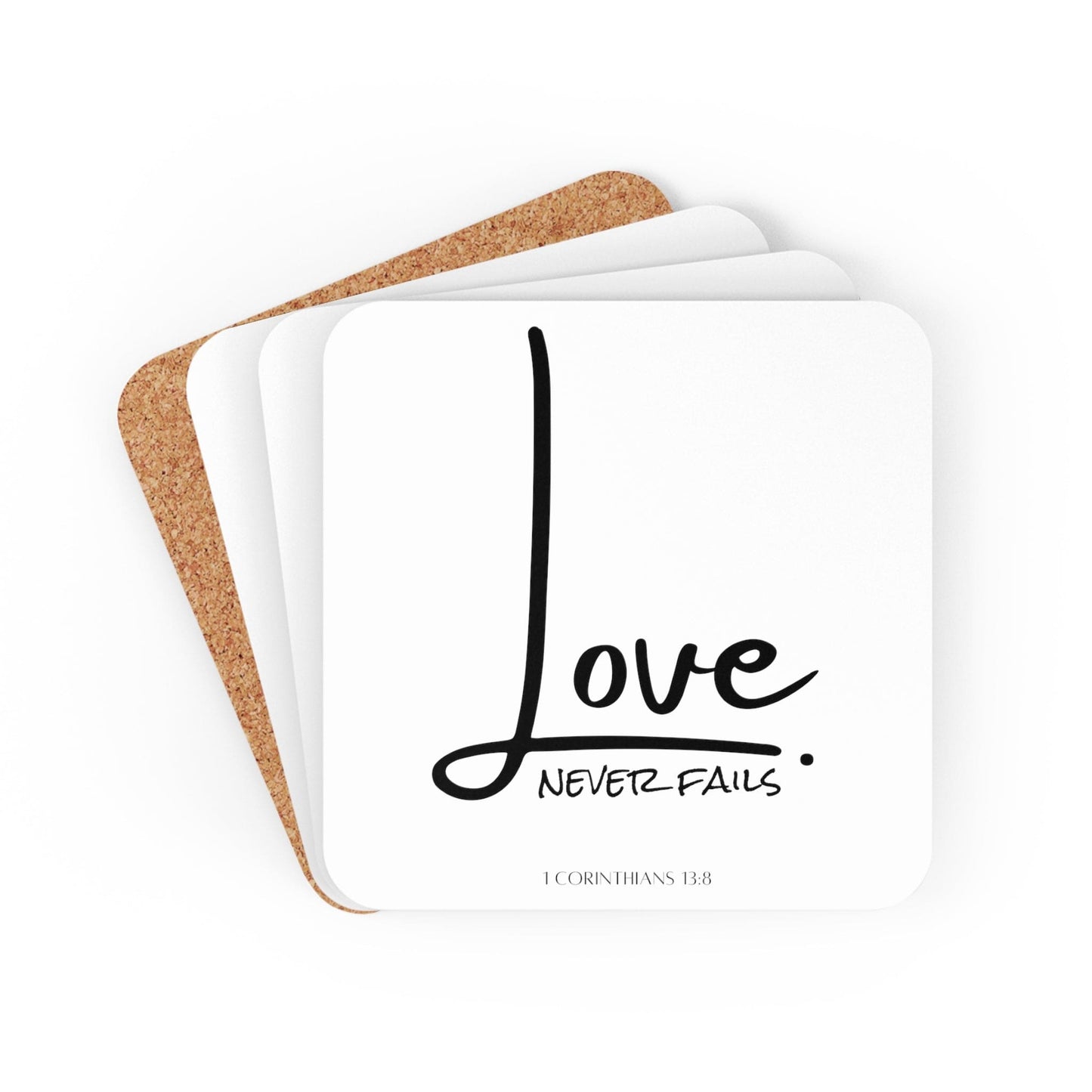 Handcrafted Square Coaster Set of 4 - Love Never Fails
