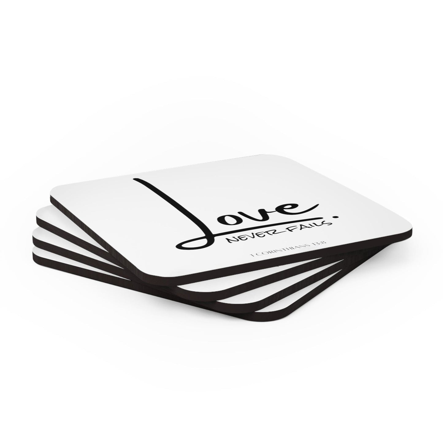 Handcrafted Square Coaster Set of 4 - Love Never Fails