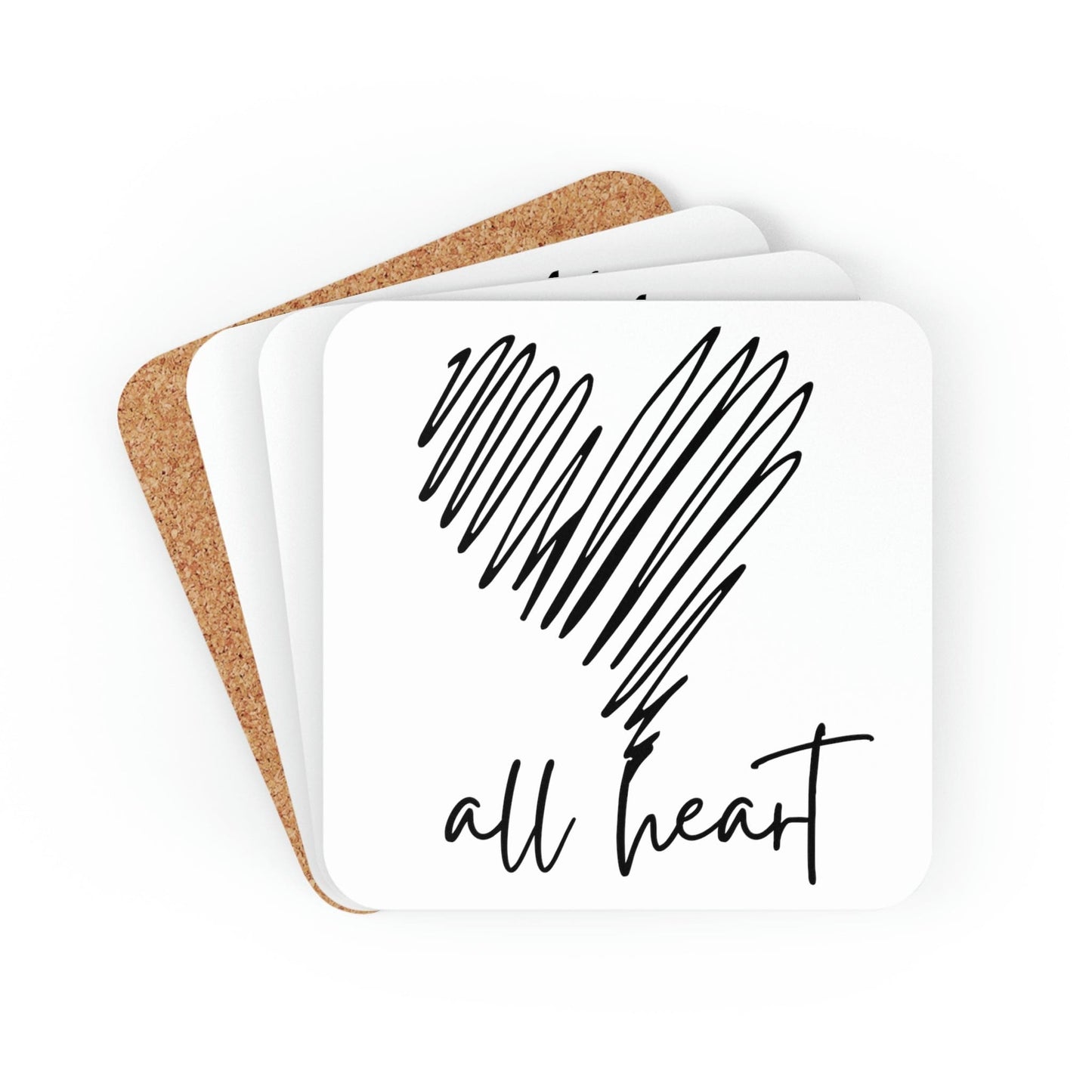 Home Decor - Coaster Set - 4 Piece Home/office - Say it Soul - All Heart Black Line Art Print