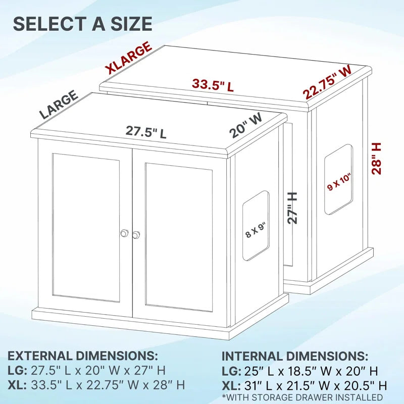 Wooden Contemporary Cat Litter Box Enclosure Cabinet Drawer