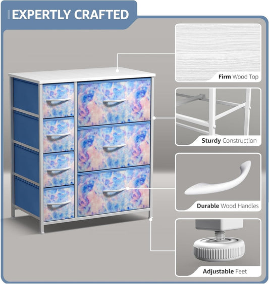 7 Drawer Kids Dresser Tie-Dye Fabric Bins