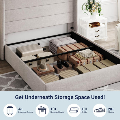 Queen Size Lift Up Storage Bed With Hydraulic Headboard