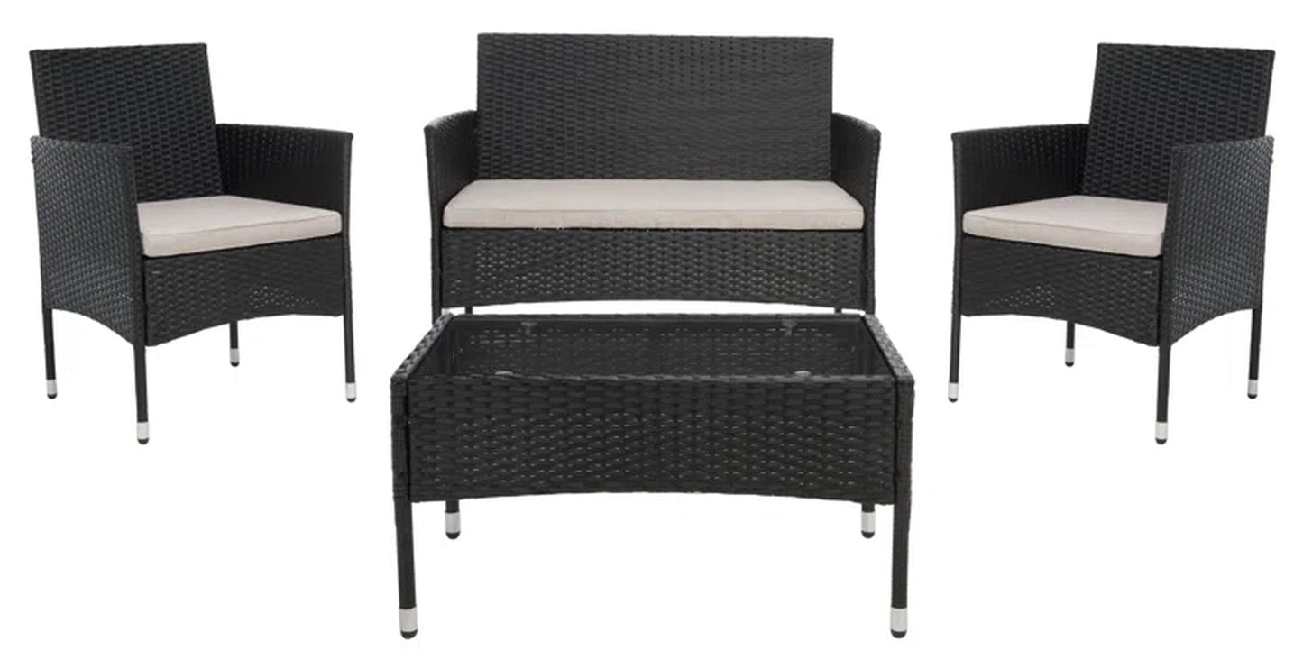 Elegant Rattan Outdoor Glass Top Patio Set Cushions