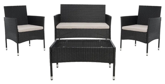 Elegant Rattan Outdoor Glass Top Patio Set Cushions
