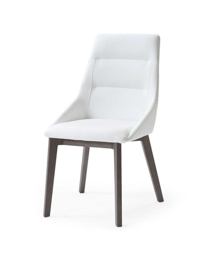 Set of Two White and Gray Upholstered Faux Leather Dining Side Chairs