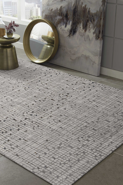 7' Gray And Black Abstract Area Rug