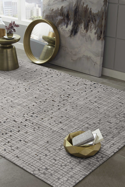 7' Gray And Black Abstract Area Rug