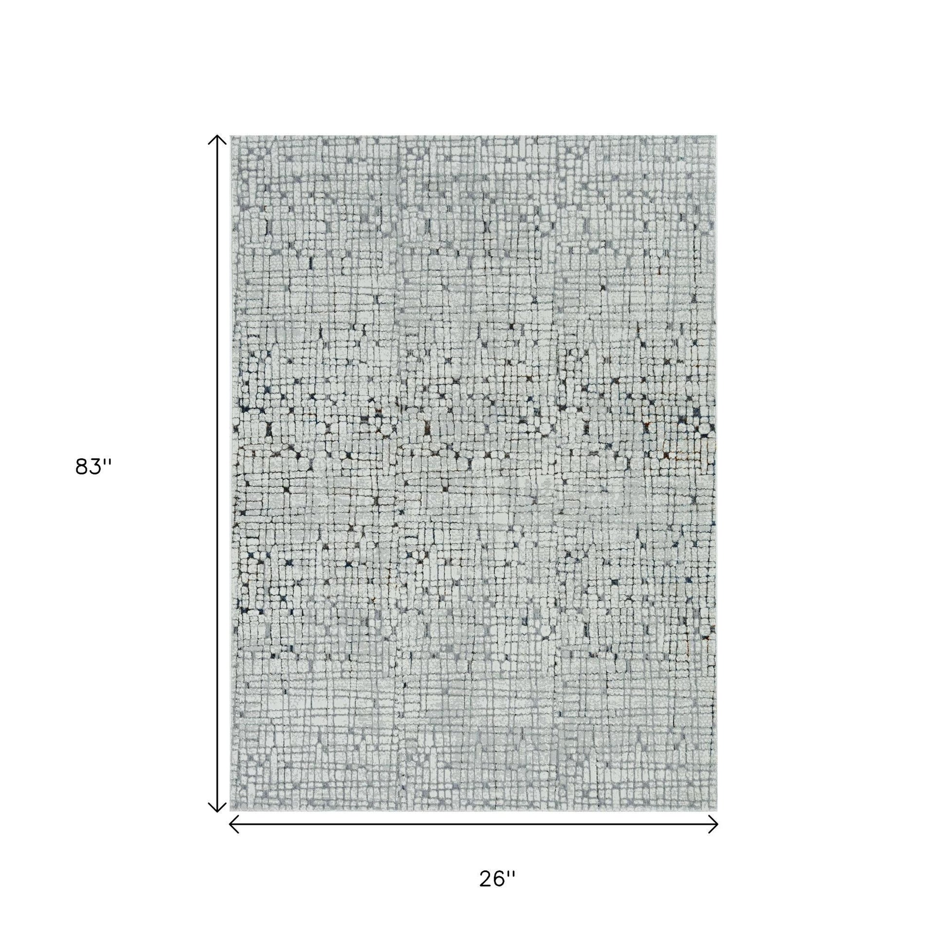 7' Gray And Black Abstract Area Rug-2