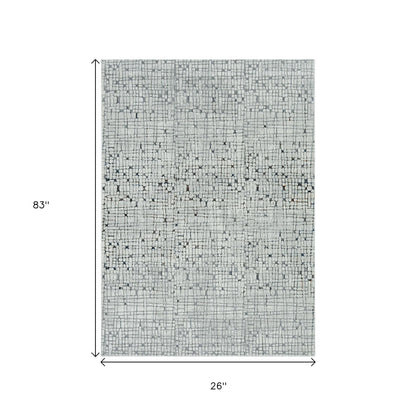 7' Gray And Black Abstract Area Rug-2