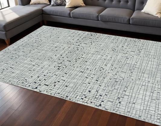 7' Gray And Black Abstract Area Rug-0