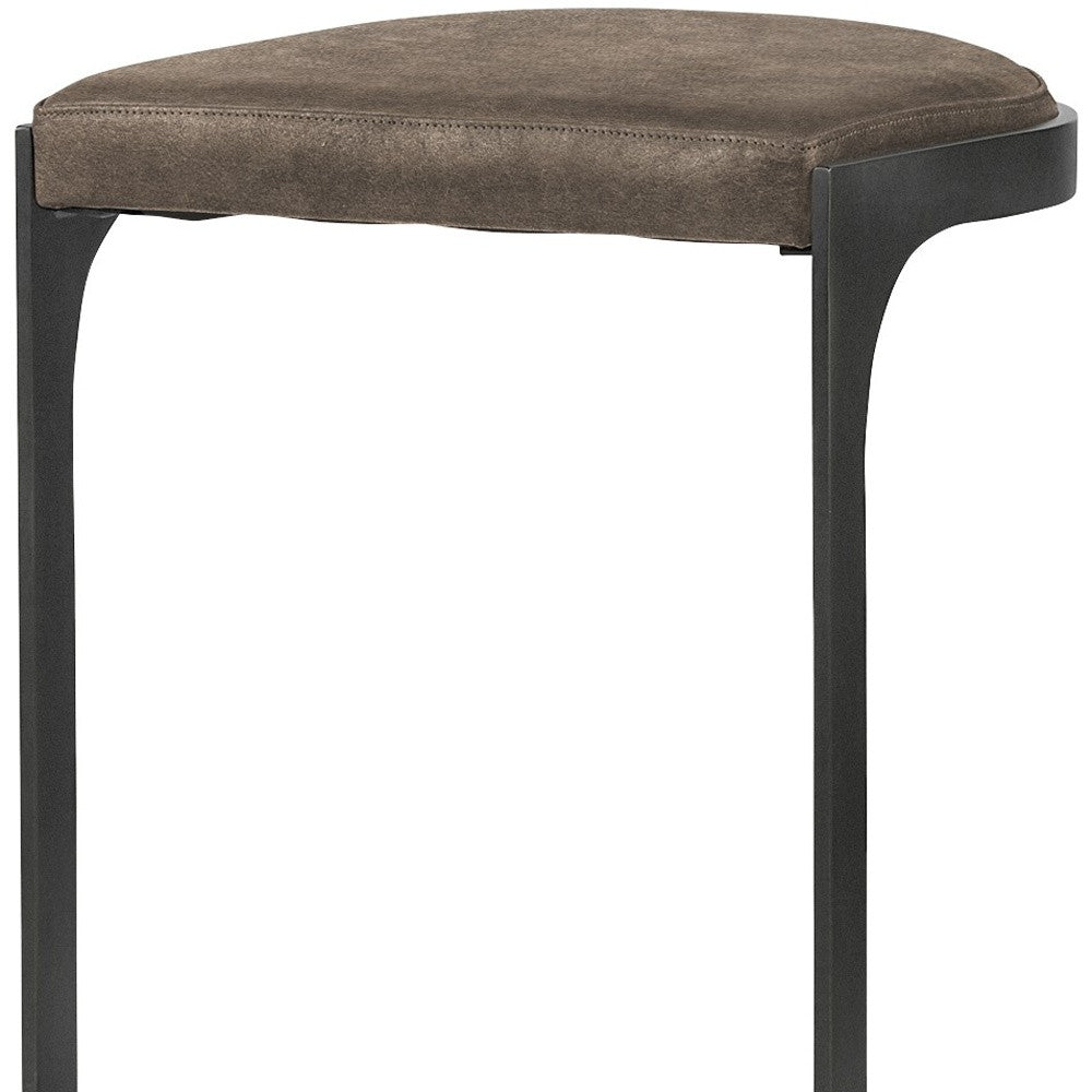 29" Black Leather and Metal Backless Counter Height Bar Chair