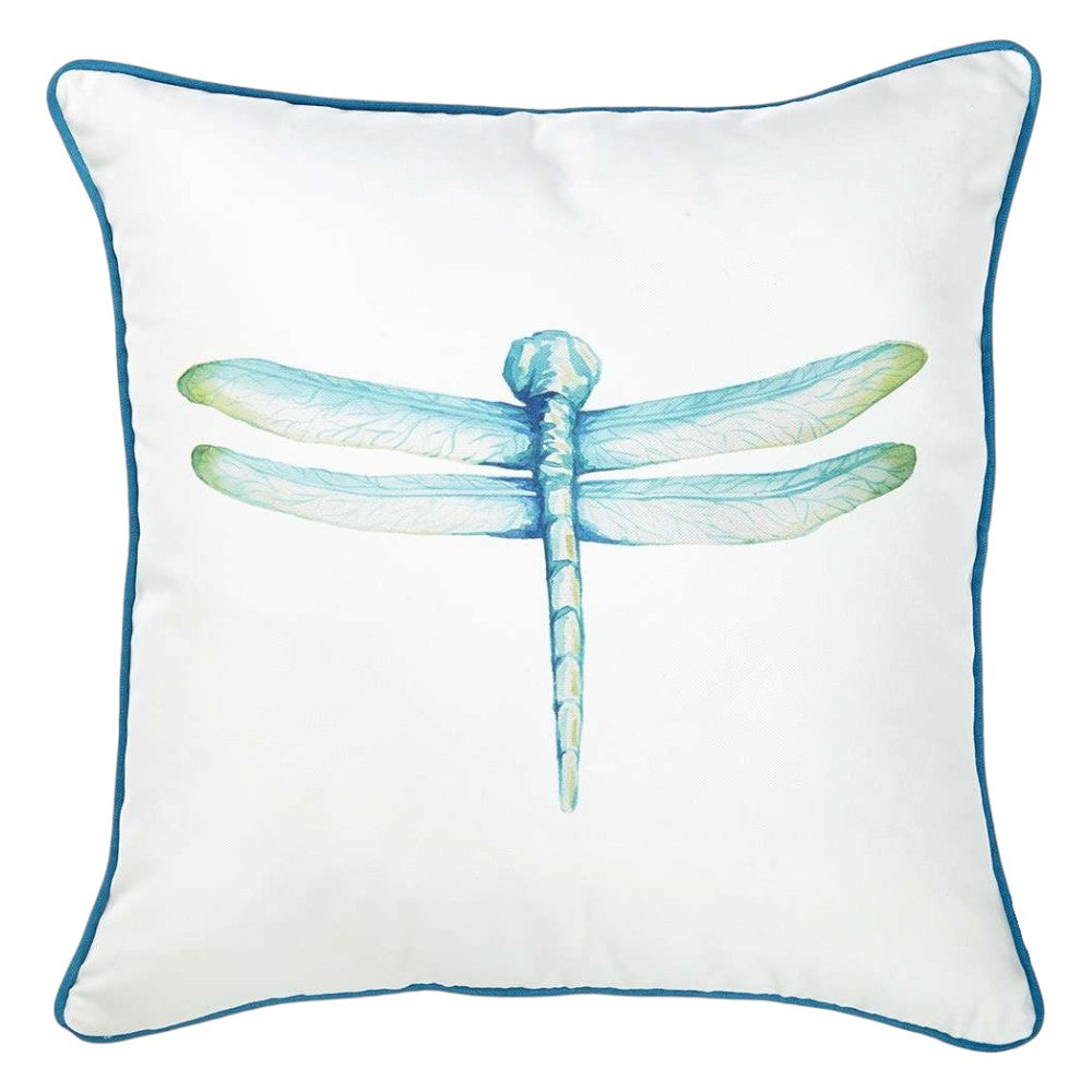 Aqua Blue Watercolor Dragonfly Throw Pillow-1