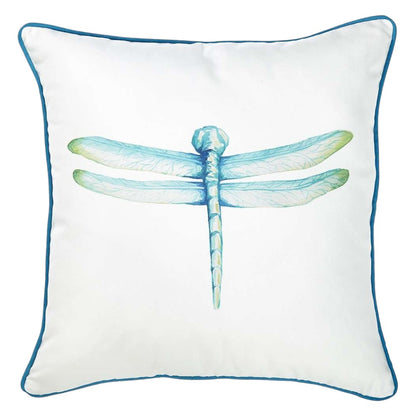 Aqua Blue Watercolor Dragonfly Throw Pillow-1