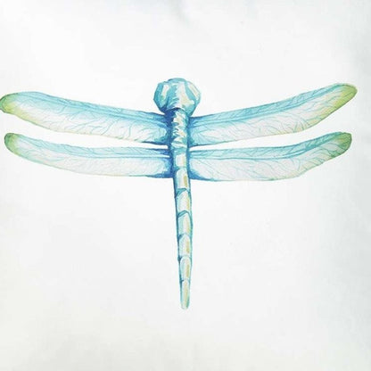 Aqua Blue Watercolor Dragonfly Throw Pillow-2