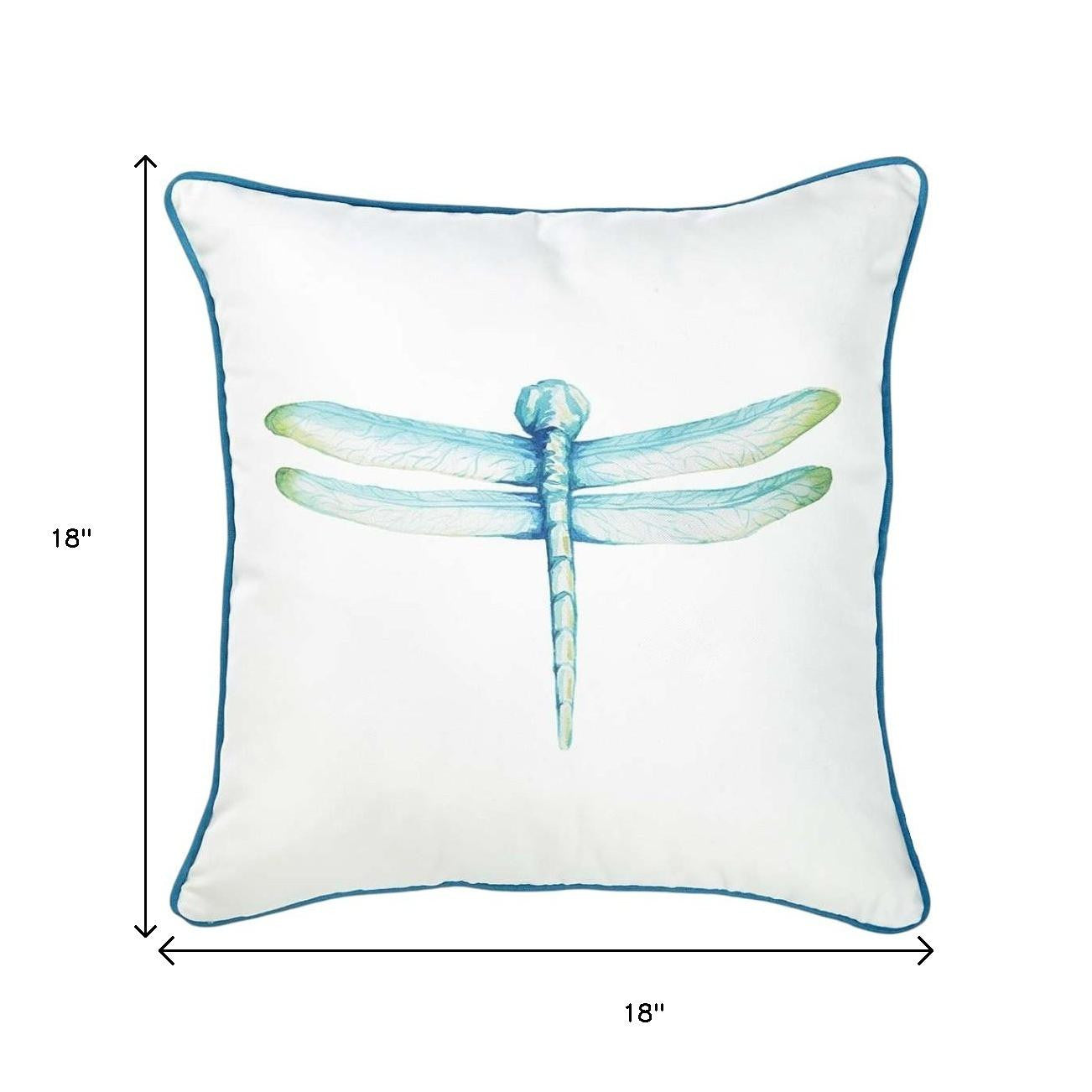 Aqua Blue Watercolor Dragonfly Throw Pillow-5