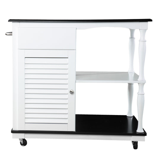 Black and White and Black 39" Rolling Kitchen Island With Storage-0