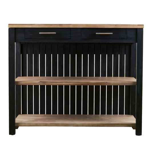 Black and Natural 44" Kitchen Island With Storage-0