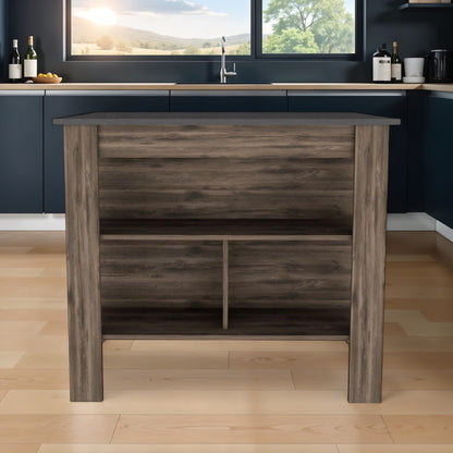 Dark Brown and Brown 41" Kitchen Island With Storage