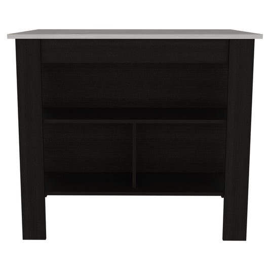 Black and Ivory 41" Kitchen Island With Storage-0