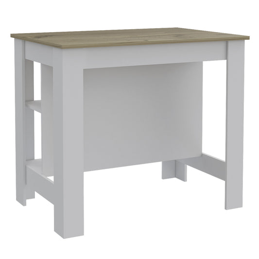 White and Brown 41" Kitchen Island With Storage-0