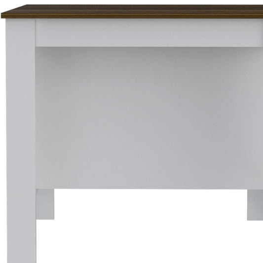 White and Brown 41" Kitchen Island With Storage
