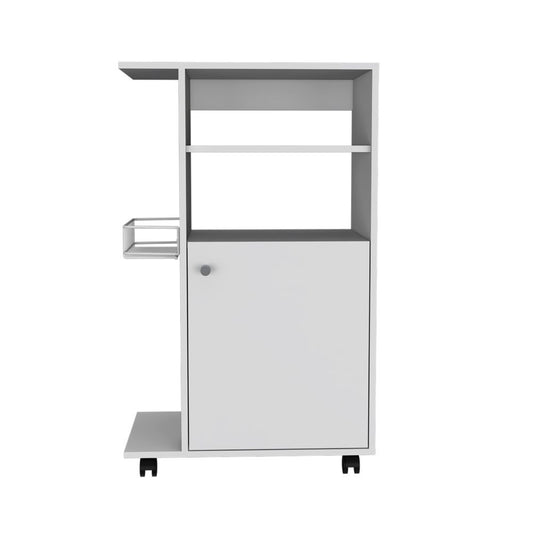 White 24" Rolling Kitchen Cart With Storage-0