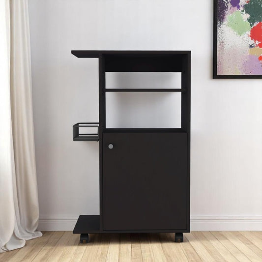 Black 24" Rolling Kitchen Cart With Storage-0