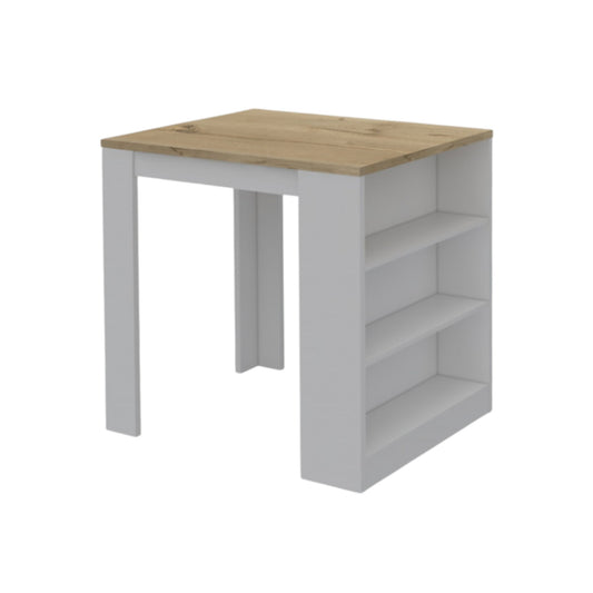 White and Natural 36" Kitchen Island With Storage-0