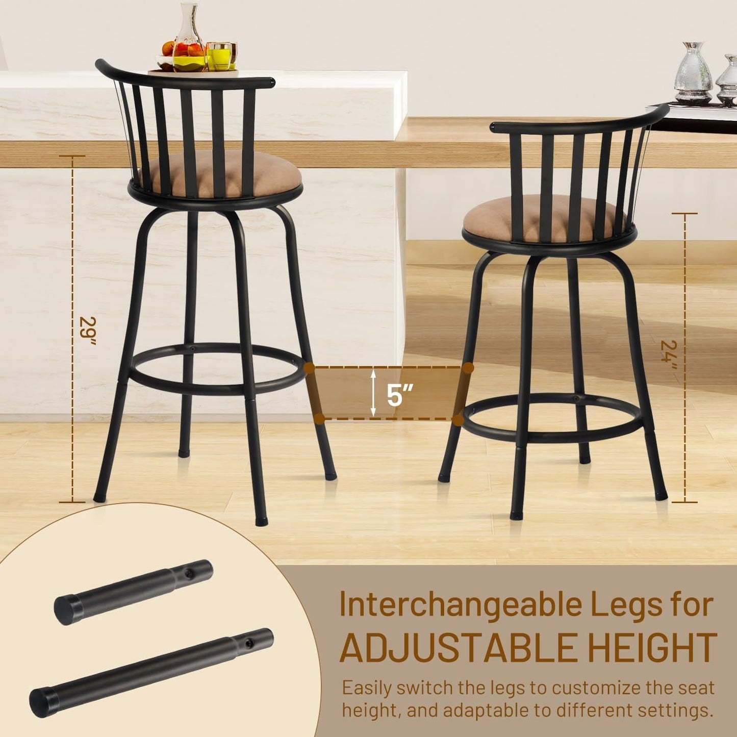 Adjustable Country Style Barstools Set of Four