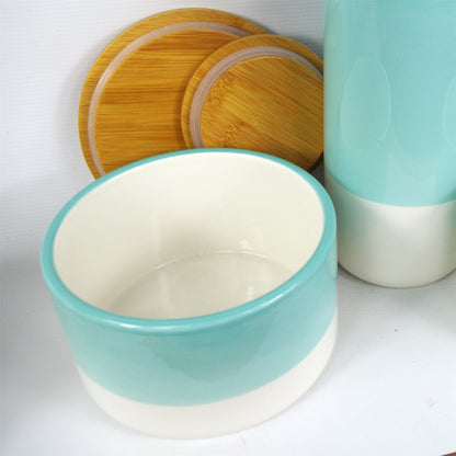 Storage Jars Kitchen Canisters Ceramic Lids 20cm Set 3