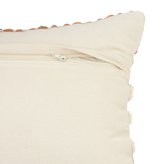 14" X 36" Off White Red And Blue Cotton Striped Throw Pillow