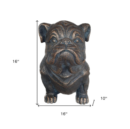 16" Antiqued Bronze Bulldog Outdoor Statue
