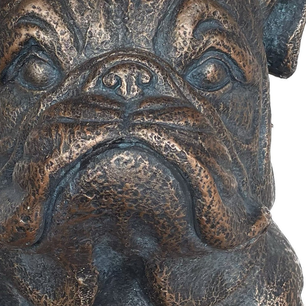 16" Antiqued Bronze Bulldog Outdoor Statue