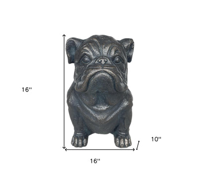 16" Black Polyresin Dog Outdoor Statue