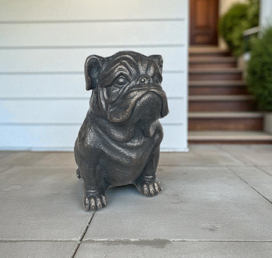 16" Black Polyresin Dog Outdoor Statue