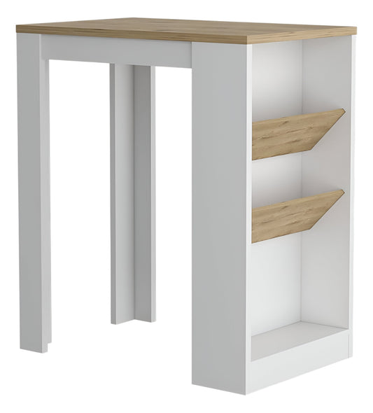 36" Natural and White Wood Kitchen Island With Storage-0