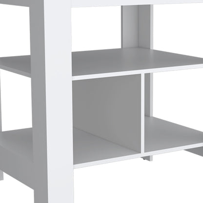 41" Natural and White Wood Kitchen Island Set With Storage