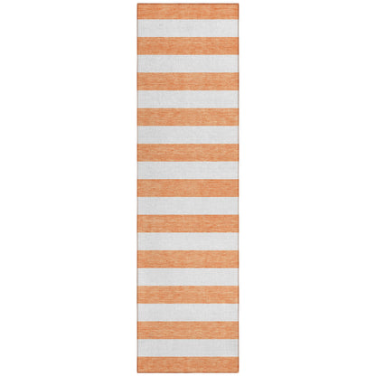 2' X 8' Salmon Striped Washable Indoor Outdoor Runner Rug