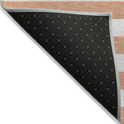 2' X 8' Salmon Striped Washable Indoor Outdoor Runner Rug