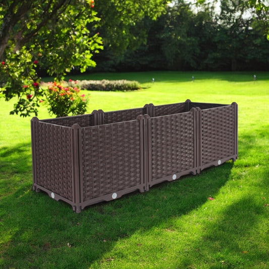 47" X 16" Dark Brown Heavy Duty Plastic Rectangular Self Watering Planter Box-0