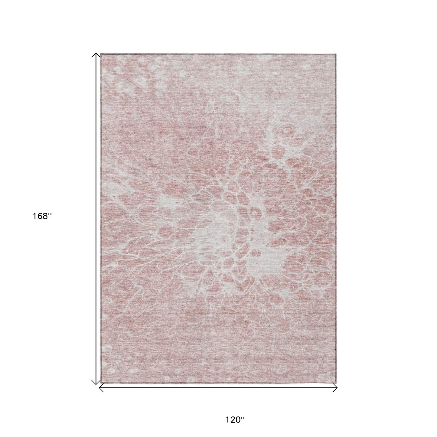 10' X 14' Pink Blush And Ivory Abstract Washable Indoor Outdoor Area Rug