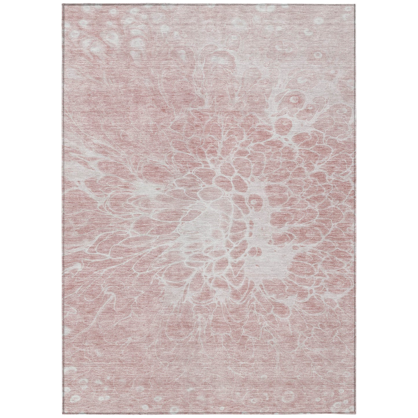 10' X 14' Pink Blush And Ivory Abstract Washable Indoor Outdoor Area Rug