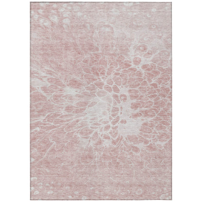 10' X 14' Pink Blush And Ivory Abstract Washable Indoor Outdoor Area Rug