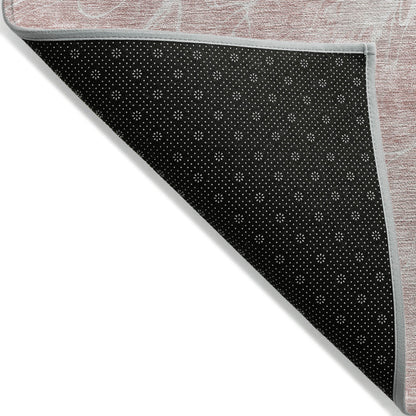 10' X 14' Pink Blush And Ivory Abstract Washable Indoor Outdoor Area Rug