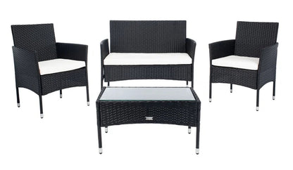 Elegant Rattan Outdoor Glass Top Patio Set Cushions